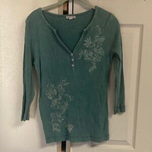 Women's Teal bedazzled Top
